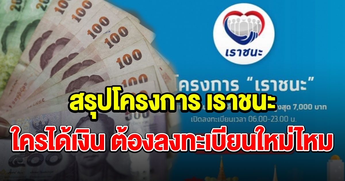 สรุปชัดเจนแล้ว โครงการ เราชนะ