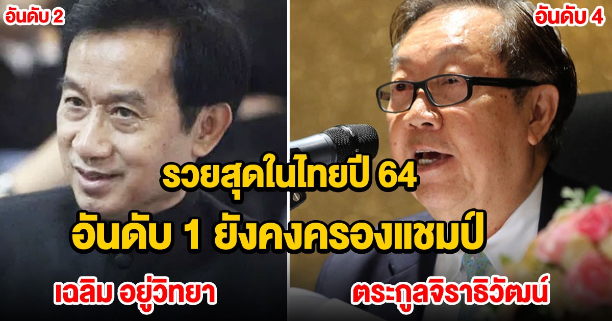 เปิด 10 อันดับมหาเศรษฐีไทยปี 64 อันดับ 1 ยังคงครองแชมป์